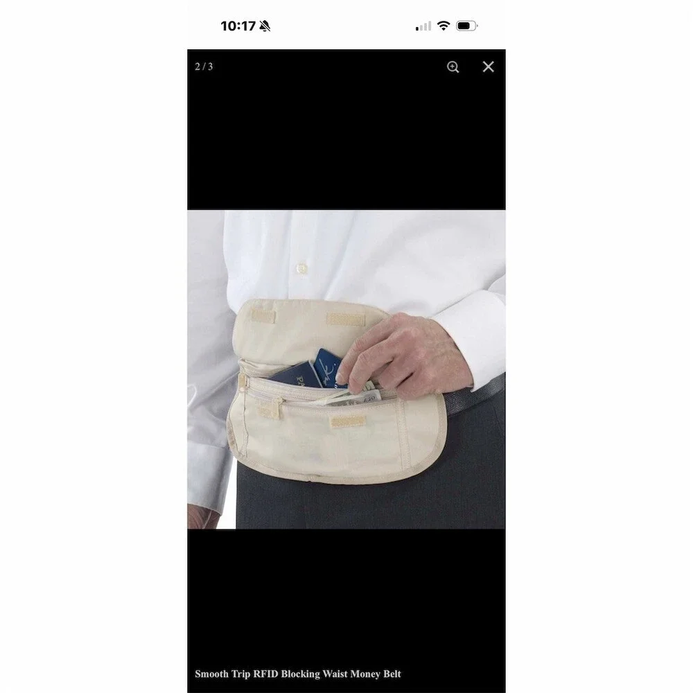 Smooth Trip RFID Blocking Waist Money Belt Hidden Travel Pouch Beige